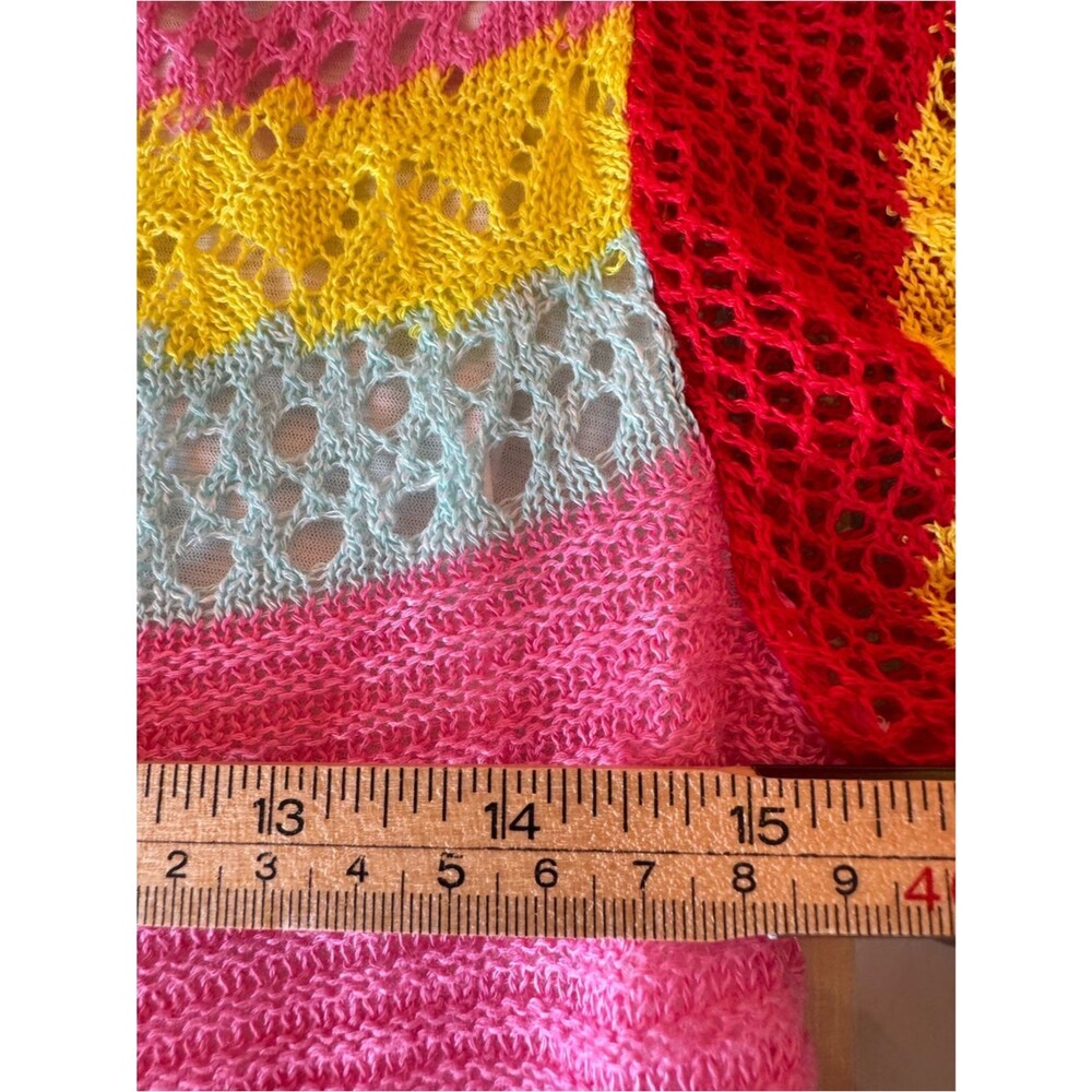 Staud Rainbow Crochet Knit Crop Sweater Open Back Cutout M - Picture 9 of 9